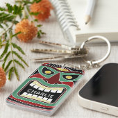 Aangepaste naamketen van Cool Tiki Totem Sleutelhanger (Voorkant Rechts)