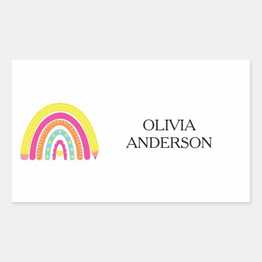 Aangepaste naamlabels voor schoolbenodigdheden rechthoekige sticker (Voorkant)