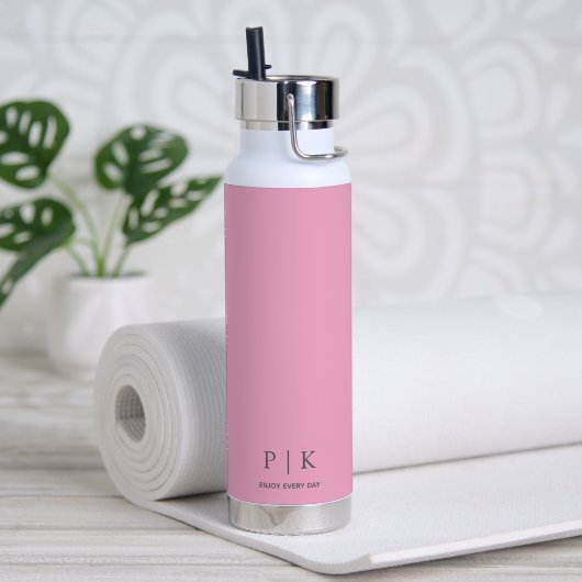 Aangepaste naammonogram 25oz Roze Waterfles (Yoga (Gedraaid) )