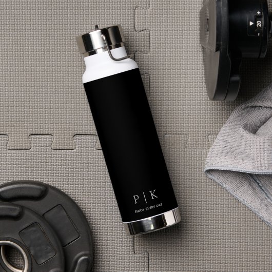 Aangepaste naammonogram 25oz Zwart Waterfles (Gym (Gedraaid) )