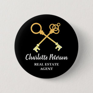 Aangepaste naamtag Promotie voor vastgoedmakelaar Ronde Button 5,7 Cm