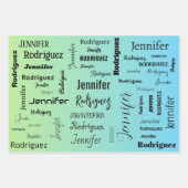 Aangepaste naamtekst Abstract blauw groen verloop Inpakpapier Vel (Voorkant)