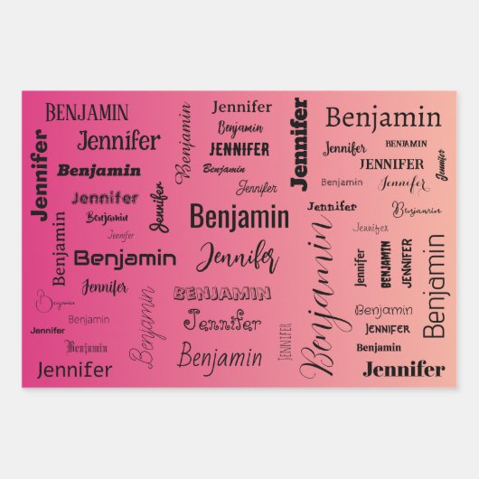 Aangepaste naamtekst Paarse perzikverloop Inpakpapier Vel (Voorkant 2)