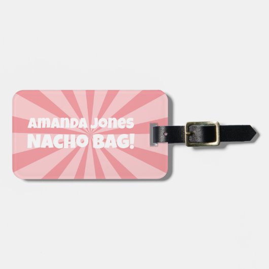 Aangepaste Nacho Bag Funny Retro Pink Bagagelabel (Voorkant horizontaal)
