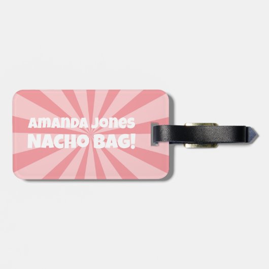 Aangepaste Nacho Bag Funny Retro Pink Bagagelabel (Achterkant horizontaal)