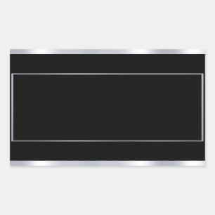 Aangepaste namaak zilver zwart elegante lege sjabl rechthoekige sticker