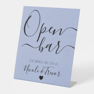 Aangepaste Namen Calligrafie Hart Open Bar Reclamebord Met Voetstuk