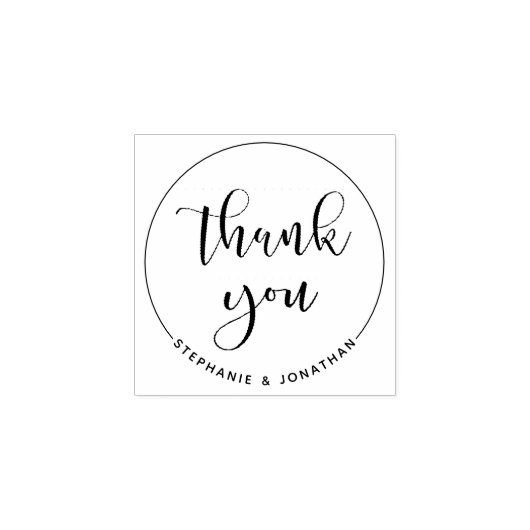 Aangepaste namen | Elegant dank u script bruiloft Rubberstempel (Afrduk)