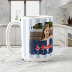Aangepaste namen Foto Preppy Strepen Opa Tot Koffiemok