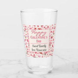 Aangepaste namen, Girly Galentine's Day Pint Glass Glas