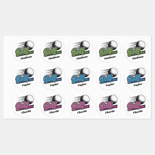 Aangepaste Namen Golf Labels (Vel)