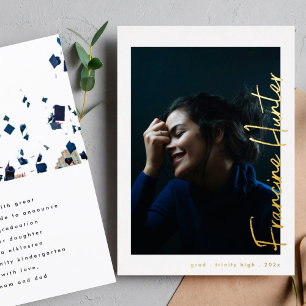 Aangepaste namen High School Afstuderen Gold Folie Uitnodiging