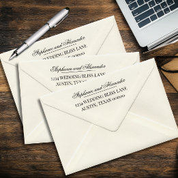 Aangepaste namen kalligrafie retouradres bruiloft zelfinktende stempel