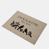 Aangepaste namen linen burlap rustige jute liefheb deurmat (Schuin)