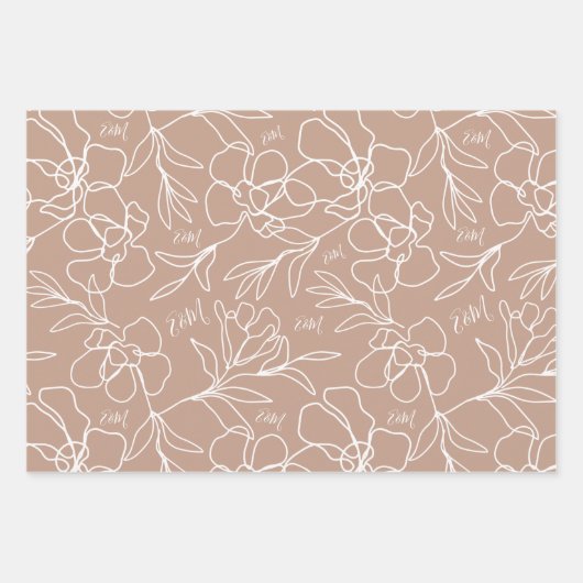 Aangepaste namen Mocha Mousse Bruine Trouwdag Inpakpapier Vel (Voorkant 3)