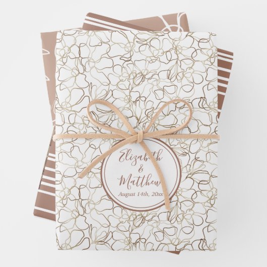 Aangepaste namen Mocha Mousse Bruine Trouwdag Inpakpapier Vel (In situ)