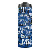 Aangepaste namen overlappende all-over BLUE Thermosbeker (Voorkant)