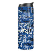 Aangepaste namen overlappende all-over BLUE Thermosbeker (Gedraaid links)