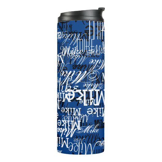 Aangepaste namen overlappende all-over BLUE Thermosbeker (Gedraaid links)