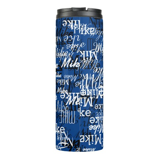 Aangepaste namen overlappende all-over BLUE Thermosbeker (Achterkant)