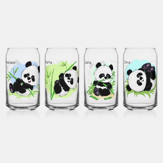 Aangepaste namen Schattigee Panda's Blikvorm Glas (Voorkant)