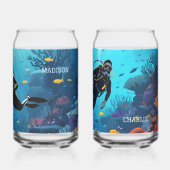 Aangepaste namen Scuba Diver Blikvorm Glas (Achterkant)