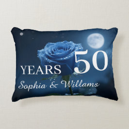 Aangepaste Namen & Speciale Jaren Romantisch Blauw Accent Kussen