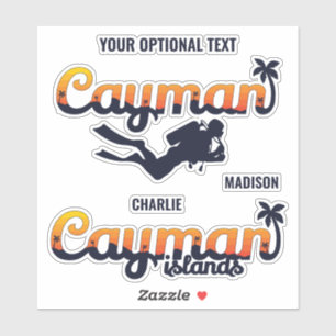 Aangepaste namen & tekst Cayman Islands Scuba Dive Sticker