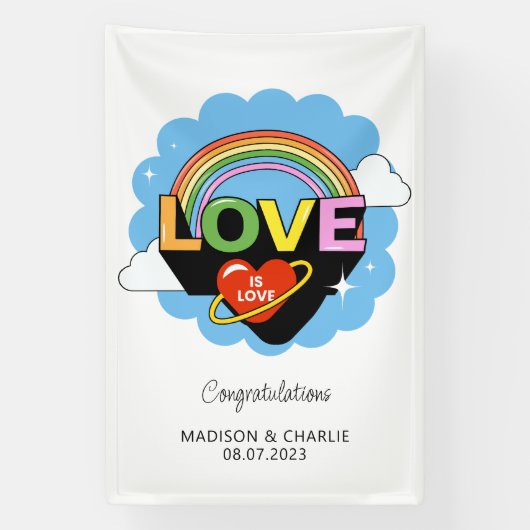Aangepaste namen / tekst "Liefde is Liefde" Spandoek (Verticaal)