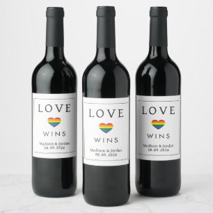 Aangepaste namen / tekst regenboog LIEFDE Wijn Etiket