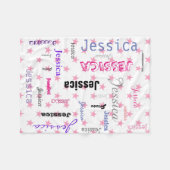 Aangepaste namen Typografie Roze sterren Fleece Deken (Voorkant (Horizontaal))