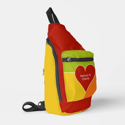 Aangepaste namen voor Heart Pattern Sling Bag (Linkerhoek)