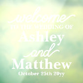 Aangepaste namen Welkom op onze bruiloft voor spie Raamsticker (Vel 3)