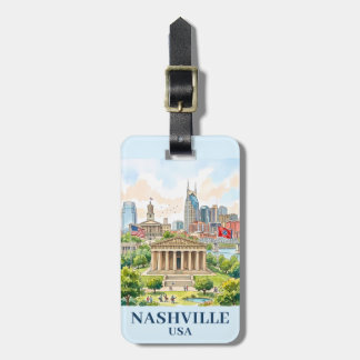 Aangepaste Nashville Tennessee USA Kleurrijke Wate Bagagelabel