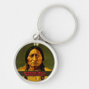 Aangepaste Native American Indian Chief Sitting Bu Sleutelhanger