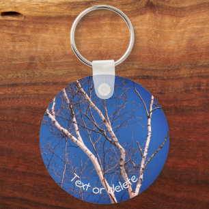 Aangepaste Natuur voor Birch Tree Blue Sky Sleutelhanger
