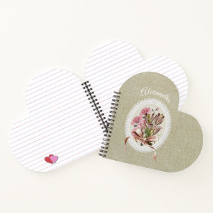Aangepaste natuurlijke bruine textuur met bloemen notitieboek