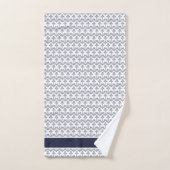 Aangepaste Nautical Anchor Bathroom Navy Blue stre Bad Handdoek (Handdoek)