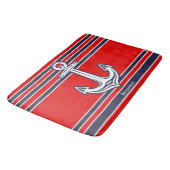 Aangepaste Nautical Anchor Bathroom Red Navy Blue Badmat (Gekanteld)