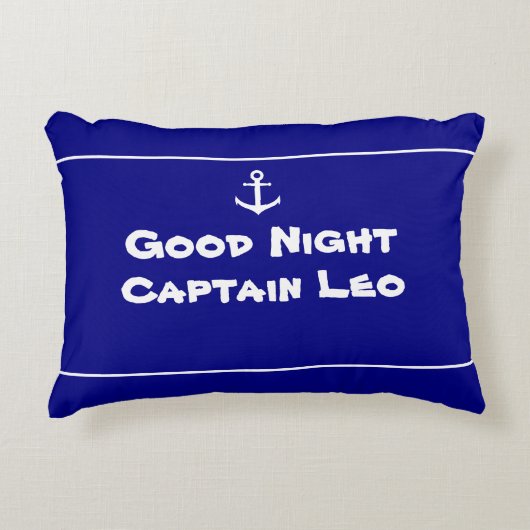 Aangepaste Nautical Anchor Navy Blue en White Accent Kussen (Voorkant)