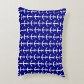 Aangepaste Nautical Anchor Navy Blue en White Accent Kussen (Achterkant (Verticaal))