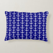 Aangepaste Nautical Anchor Navy Blue en White Accent Kussen (Achterkant)