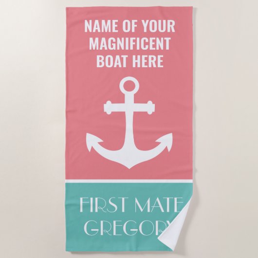 Aangepaste Nautical Beach Towel voor anker Strandlaken (Voorkant)