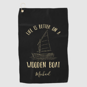 Aangepaste Nautical Boating Gold Family Beach Vack Golfhanddoek