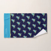 Aangepaste Nautical Coastal Zee Turtle Blauwgroen  Bad Handdoek (Handdoek)