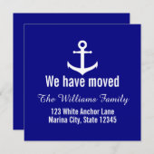 Aangepaste Nautical Navy Blue Moving Announcement  Aankondiging (Voorkant / Achterkant)