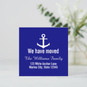 Aangepaste Nautical Navy Blue Moving Announcement  Aankondiging (Staand voorkant)
