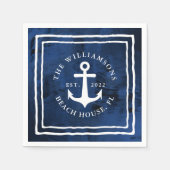 Aangepaste Nautical Navy Blue White Anchor Servet (Voorkant)