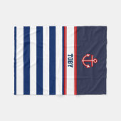 Aangepaste Nautical Navy White Stripes Fleece Deken (Voorkant (Horizontaal))