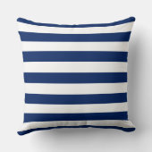Aangepaste Nautical Navy White Stripes Kussen (Achterkant)